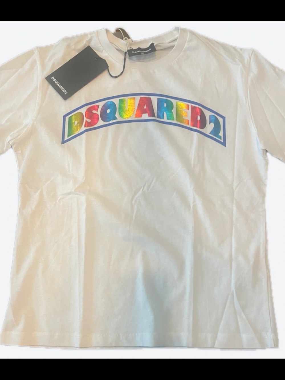 DSQUARED2 White Tee with Rainbow Logo